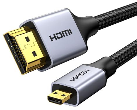 UGREEN Câble Micro HDMI vers HDMI 4K 60Hz Câble Mâle vers Mâle Micro HDMI2.0 Nylon Tressé 3D ARC HDR Compatible avec Asus Zenbook Huawei MediaPad Raspberry Pi 4 Hero 7 6 5 Moniteur Caméra (1M)
