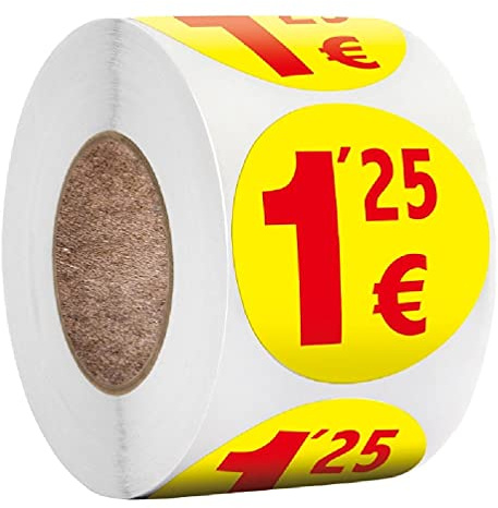 500 Stück Garagenverkauf Rummage Preisetiketten 1,25/1,5 Euro Preise rund Preisaufkleber für Flohmarkt Geschäft Garage Verkaufspreis Aufkleber