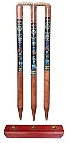 Kalindri Sports Cricket-Stump-Set (3 Holzstümpfe mit Bügel und Ständer)
