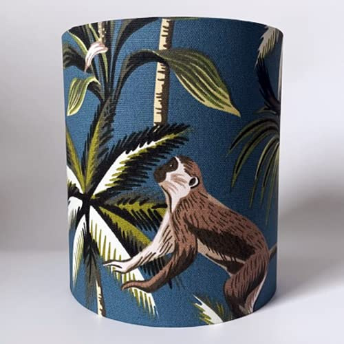Teal Jungle Monkey & Palm Trees Ceiling Light Shade or Table Lampshade (Medium Ceiling 18cmD x 21cmH)