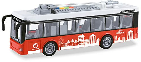 MONDO Motors - Friction BUS - Bus City Service con retrocarica frizione pull back per bambini, rosso - 51238