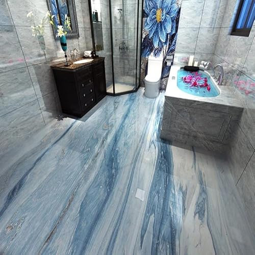3D-Bodenwandbilder 3D-Tapete Wohnzimmer Pvc Selbstklebende Wasserdichte Wandtapete Moderne Einfache Blaue Marmor 3D Bodenfliesen Tapeten Badezimmer Küche 3 D Wohnkultur,150X105Cm Wohnzimmer 3D-Boden