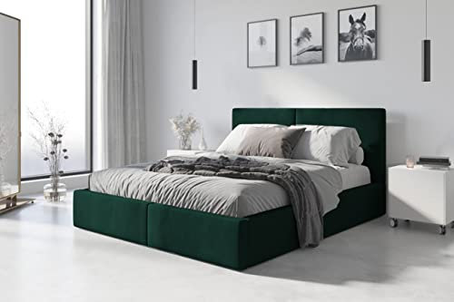 Interbeds Polsterbett Hilton 160x200cm in 6 Farben inkl. 2 Schaumstoffmatratzen und Lattenrost (grün)