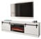 Mirjan24 Otemna Meuble TV avec cheminée électrique, meuble TV, flamme LED réaliste, avec cristaux décoratifs, cheminée électrique avec chauffage (blanc/blanc brillant)