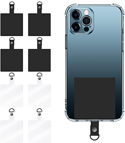 Cobee Universal Phone Tether Tab, 8 Stück PVC Wrist Lanyard Strap Tether Tab mit D-Schnalle, Phone Strap Ersatzteil für Handy, Safety Lanyard Patch für Fallschutz (Schwarz, Weiß)