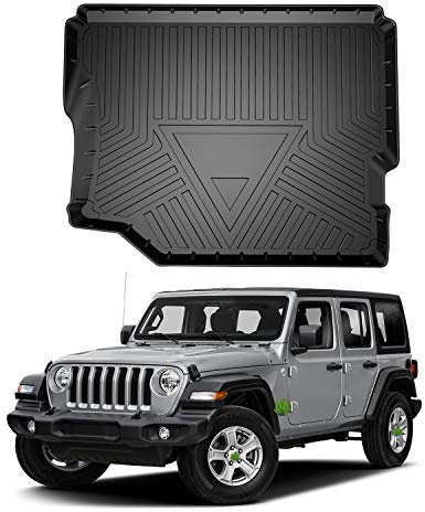 YEE PIN Kofferraummatte Kompatibel mit Jeep Wrangler JL 2018-2022 (4-Sitzer), Gummi Kofferraumwanne Seitenschutz Gummimatte Wrangler JL Laderaumschale Schutzmatte Rutschfester