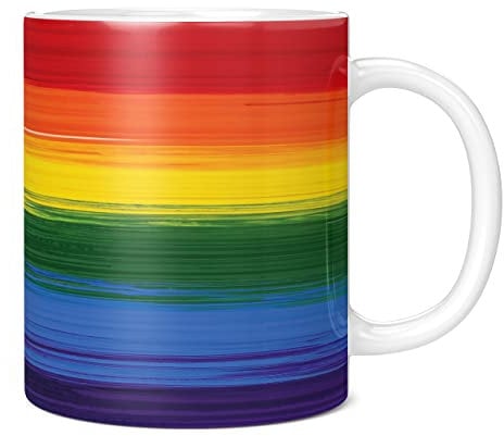 Mug Monster - Painted Effect Gay Pride Flag Mug, LGBT LGBTQ Gift, Rainbow Flag Cup - Ceramic Coffee Mug/Cup, Gift for Men or Women, Extra Large and Giant Mug Available, 20oz White Mug