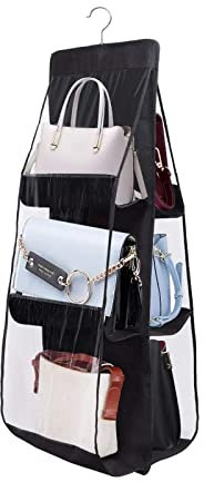 CLICLED Porta Borse Armadio 6 Scomparti Organizer Portaborse A Sospensione 6 Tasche Salvaspazio Con Gancio