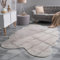 TT Home Wohnzimmer Teppich Unifarben Flauschig Modern Kunstfell Kurzflor, Farbe: Grau, Größe:140x200 cm Fell-Form