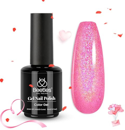 beetles Gel Polish 1Pcs 15ml Holographic Nail Reflective Rose Gold Glitter Pink Flash Dimond Mermaid Unicorn Effect Soak Off UV LED Spring Summer Diy Manicure Kit