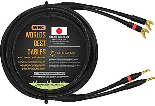 WORLDS BEST CABLES - 15 Foot - Coaxial Audiophile Single Speaker Cable for Center Channel - Custom Made Using Mogami 3082 Wire & Eminence Gold Plated Banana & Spade Plugs