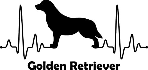 Autoaufkleber Aufkleber Herzschlag Liebe EKG Deko Sticker selbstklebend schwarz Breite 28cm Motiv: Hund Golden Retriever 01