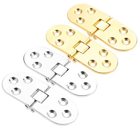 2 Stück Gold Silber Tischklappe Scharnier Versteckte Möbel Falten Zinklegierung Scharnier 180 Grad 79 * 30 * 2,1 mm LxBxH Möbelbeschläge (Farbe: Silber)
