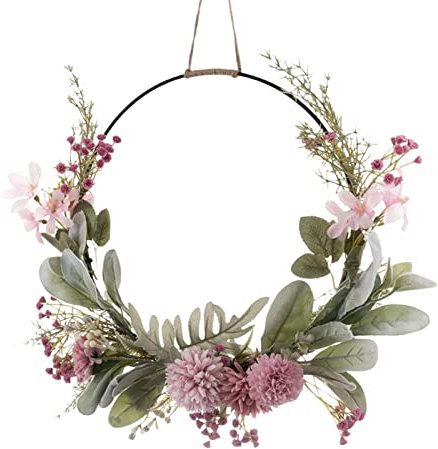 higyee Frühlings-Haustürkränze – Künstliche Blumenkranz-Girlande | 16.1in Pink Purple Orchid Spring Dekorativer Wandkranz | Bunte Blumenkränze Für Frühlingsdekorationen