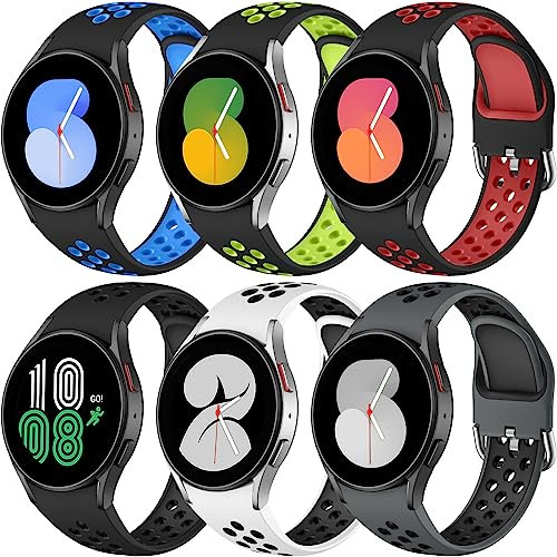 Upeak 6 Stück Sport Armband Kompatibel Mit Samsung Galaxy Watch 7/6/5/4 40mm 44mm/5 Pro 45mm/6 Classic 43mm 47mm/4 Classic 42mm 46mm