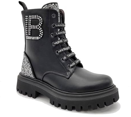 Laura Biagiotti Boot Stivaletto da bambina con brillantini e strass art. 8693 Nero (34)
