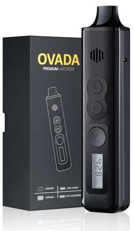 Vaporizer Verdampfer Kit mit Bildschirm | Keramik Kammer + USB-C Schnellladekabel | Handlich Tragbar + Großer Temperaturbereich | Temperaturregelung in °C und °F | Dampf Kräuter Dry Herb (Schwarz)