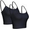BQTQ 2 Stück Crop Top Damen Tank Top Cami Crop Top mit Spaghetti Träger Basic Top für Damen (Schwarz, L)