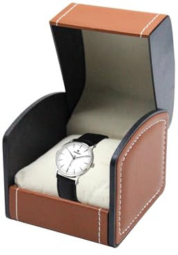 DOZNOZRI Einzeln Uhrenbox Herren 1 uhr Single Grid PU Leder Uhrenetui mit Kissen Uhrenkasten Damen klein für Uhren, Schmuck, Anhänger, Halskette, Armbänder,Herren und Damen (Braun)