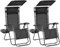 Yaheetch Outdoor Zero Gravity Sun Lounger Foldable Recliner Adjustable Patio Garden Chair w/Canopy, Cup Holder, Carry Strap for Beach Deck Camping Black/2