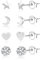 Silber 925 Ohrringe Ohrstecker Damen, Kleine Ohrstecker Set Hypoallergenes Sterling Silber Ohrringe kleinen Kugel Herz Stern Mond Zirkonia Kleine Ohrring Set für Mehrere Piercings Damen Mädchen