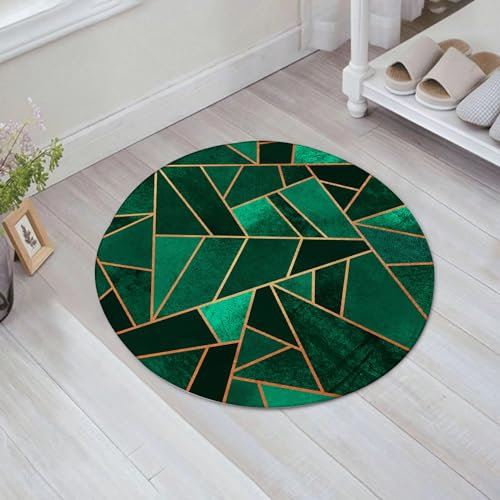 EMFSLA rutschfest Badezimmer Badeteppiche,Weich Hochflor Saugfähig Badvorleger Waschbar Flauschige Mikrofaser Badematte,Smaragd und Kupfer,60x60 cm