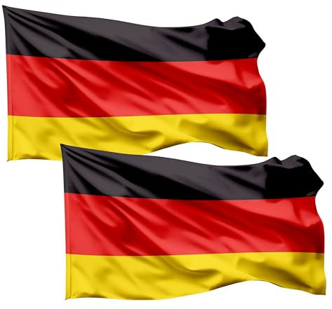 2x Deutschland Adler Flagge 90x150 cm - EM 2024 Fahne - Fanartikel - strapahrzierfähiges Polyester & Metallösen (2x (90x150))