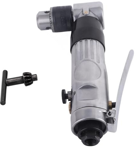 Taladro Neumático de 90 Grados, Taladro Reversible con ángulo de Aire de 90 Grados, Herramienta Súper Eléctrica de Perforación Neumática con Llave, Portabrocas de 3/8 de Pulgada,