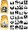 CREATCABIN 24Pcs Halloween Animals Silhouettes Mason Jar Decals Moon Wolf Bear Deer Scrap Booking Stickers Cardboard Making Crafts Laser Cut PVC Waterproof for Lantern Jars DIY Halloween 3.5x3.9 Inch