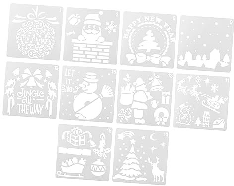 TEHAUX 10stücke Weihnachts Schablonen Wiederverwendbarem Kunststoff Malvorlagen Für Kreative Kinderprojekte Handgefertigte Kunst Und Bastelarbeiten Um Festliche Zu