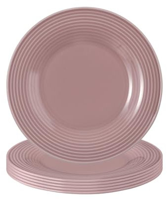 Seltmann Weiden Beat Color Glaze Lot de 6 assiettes à pain, Ø 17 cm, petites, avec relief rainuré, en porcelaine, vieux rose