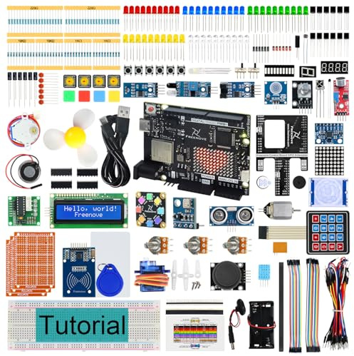 Freenove Complete Starter Kit with Board V5 Rev4 WiFi (Compatible with Arduino IDE), Arm Cortex-M4 Microcontroller, Onboard ESP32-S3, 474-Page Detailed Tutorial, 343 Items, 90 Projects