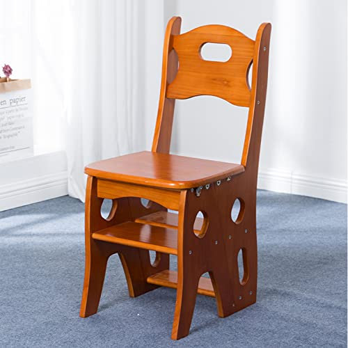 XCHSXYL Escabeau Multifonctionnel 2 en 1, échelle de bibliothèque Pliante en Bois Portable, escabeau à Double Usage à 4 marches