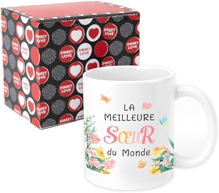 Cadeau Pour Une Soeur - Tasse de Coeur Pour Anniversaire et Noël