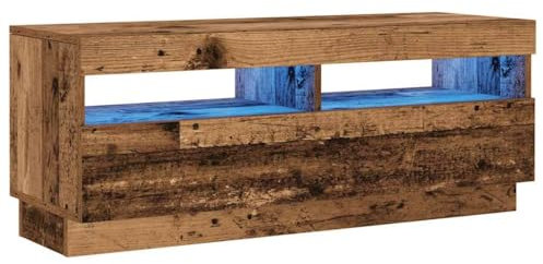 vidaXL TV-Schrank mit LED-Leuchten Altholz-Optik 100x35x40 cm, TV-Möbel, TV-Board, Fernsehtisch, TV-Ständer, Fernsehschrank, Fernsehmöbel, TV-Konsole