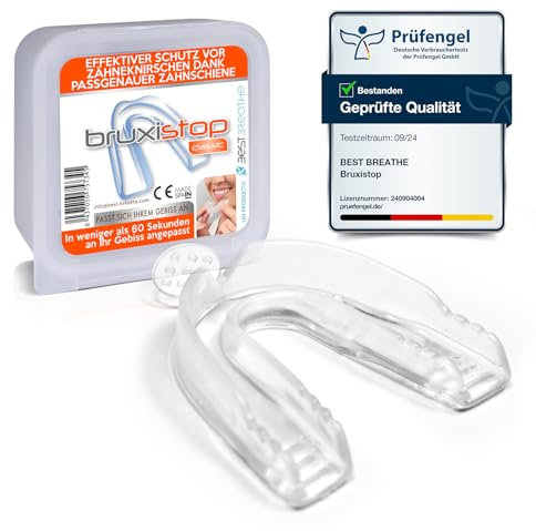 Schnarchschiene gegen Bruxismus Bruxistop - Verformbare und bequeme Zahnschiene - Nachtknirschschiene zur Linderung von Zähneknirschen und Kieferschmerzen