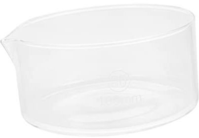 OKUMEYR Capsule D'évaporation en Verre 100 Mm avec Bec Verseur, Plat de Laboratoire Transparent en Verre Résistant la Chaleur, Fournitures de Cristallisation pour Usage Scientifique