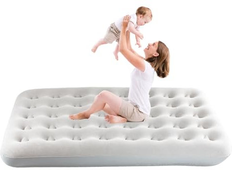 Cama hinchable, colchón inflable - Colchón hinchable de doble cara - Colchón inflable portátil, inflable o deflación rápida, cama neumática plegable para camping en casa, 550lb Max