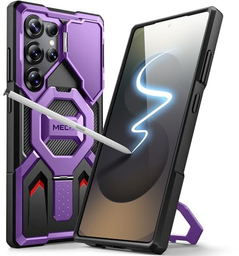 Tongate Funda Magnético para Samsung Galaxy S25 Ultra con el Anillo de pie, [Compatible con MagSafe], [Cámara de la Cubierta Kickstand] Funda Robusta para S25 Ultra con Protector de Pantalla, Violeta