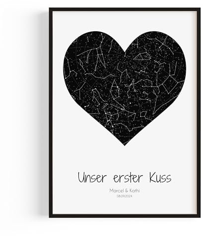 Sternenkarte Personalisierte Geschenke für Frauen Bild — Ideal als Jahrestag Geschenk für Ihn & Einzugsgeschenke für Sie — Partner & Couple Geschenke Freundin — Personalisierte Einzugsgeschenke Haus