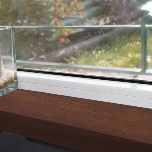 Appui de Fenetre Bordure de Fenêtre Décorative avec Texture Bois, Plaque de Remplacement de Fenêtres Intérieures Style Marbre, Couvre-fenêtres en Noyer pour Porche/Cadres de Porte(160x12cm (63X4 3/