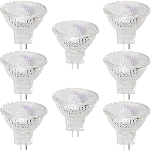 EKSAVE MR11 Halogenlampen 12V 10W GU4 Bi-Pin Base Spotlight Dimmbare Glasabdeckung 35mm Durchmesser Warmweiß 2700K （8 stück）