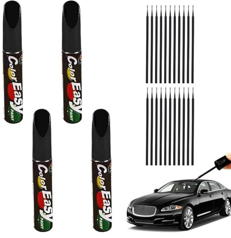 Cutiolly Lackstift Auto,Lackstift Glänzend,Auto Reparatur Lack,Auto Kratzer Reparatur Stift (Schwarz-4pc)