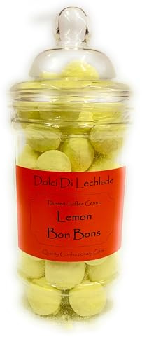 Lemon BonBons Dusted Toffee Centred Traditional Sweets Gift Jar by Dolci Di Lechlade Classic British Retro Sweet Shop Bon Bons Fathers Day Birthday Present