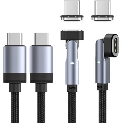 NetDot N 100W Magnetic Charging Cable,Ultra-Fast Charging & Data Transfer Magnetic USB-C Charging Cable for Smartphones,Tablets,Earbuds etc. - 1m/2 pack black