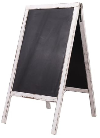 Kreidetafel Aufsteller aus Holz 54x94 cm Kundenstopper beidseitig Großer klappbarer Werbeaufsteller mit Tafel Ideal für Gastronomie, Läden & Veranstaltungen,Weiß