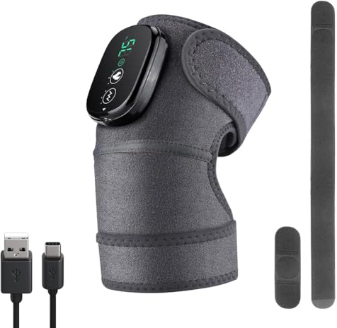 Tiiyee Masseur Genoux Articulations, 3-en-1 Chauffant Vibration 5000mAh | Masseur Portable Avec with Appareil De Massage Avec 3 Niveaux D'Intensité, Genouillère Chauffante Pour Arthrose Et