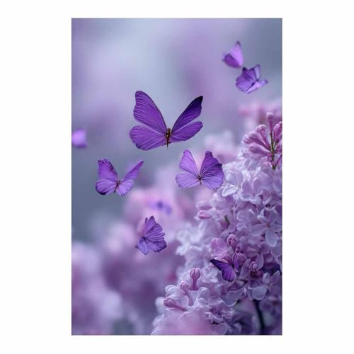 HUYEEI Bild Blumen Flieder bilder natur, leinwandbilder, Für Bauernhaus, Büro, Galerie, Küche.(Lila23)-40x60cm Ungerahmt