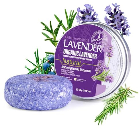 Festes Shampoo Lavendel - Sanfte Haarseife bei Fettigem Haar & Trockener Kopfhaut, Schuppenreduzierende Haarpflege für Frauen & Männer (1)