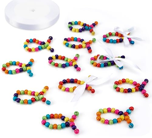 12 Stück Bunte Fische Deko aus Holzperlen,Gastgeschenke Kommunion,Tischdeko Konfirmation Taufe,Holzfische Tischdeko für Taufe Junge Mädchen Kommunion Konfirmation
